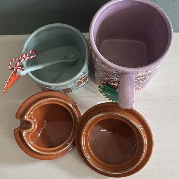 ANTHROPOLOGIE GINGERBREAD STONEWARE MUG AND SUGAR BOWL PURPLE BLUE NEW - Picture 6 of 13